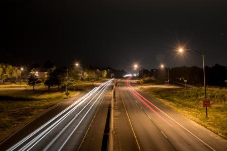 车头灯, 道路, 晚上, 公路, 巷道, 汽车, 运输