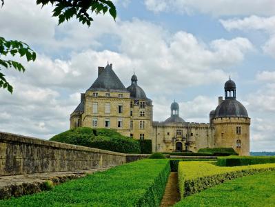 花园, hautefort, 城堡, 法国, 中世纪, 城堡, 历史