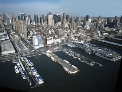 纽约城, 曼哈顿, 城市景观, 码头, 码头, 河, 都市