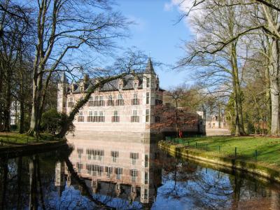 城堡, ekeren, 安特卫普, 字段 wijck, 比利时, 水, 池塘