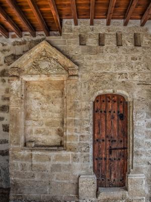 门, 木制, 建筑, 墙上, 石头, 教会, 老