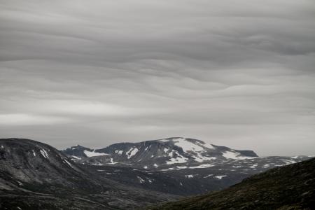 山, 云彩, 挪威, 自然