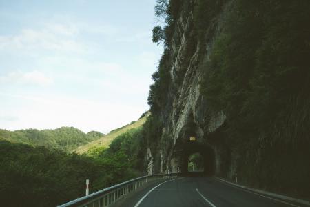 街道, 道路, 山脉, 陡峭, 悬崖, 岩石, 隧道