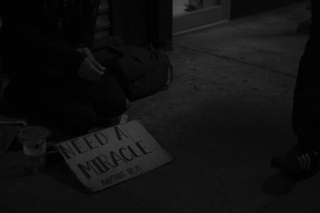 可怜, 人, 无家可归者, 乞丐, 街道, 黑色和白色