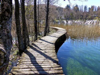 普利特维切, 浮桥, 湖, 克罗地亚, 自然, 公园, 自然