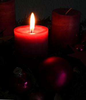 到来花圈, 来临, 圣诞节, 蜡烛, 火焰, 冥想, 粉色