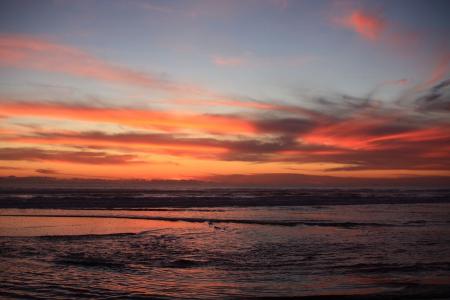 日落, 海滩, 加利福尼亚州, 海洋, 西, 海岸, 太平洋