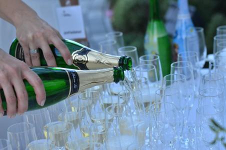 玻璃, 花, 一方, 香槟, 庆祝活动, 饮料, 党-社会事件