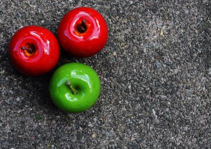 苹果, 红色, 绿色, 水果, 德科, 装饰, 红红的苹果