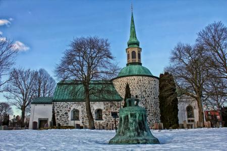 瑞典, 景观, 风景名胜, 冬天, 雪, 贝尔, 教会