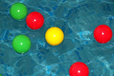 游泳池, 游泳, 球, 多彩, 浮动, 水, 蓝色