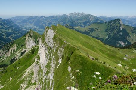 景观, 瑞士, 山脉, 户外, 小山, 岭, 徒步旅行