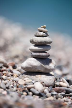 平衡, 石头, 海滩, 堆叠, 海, 夏季, 石头