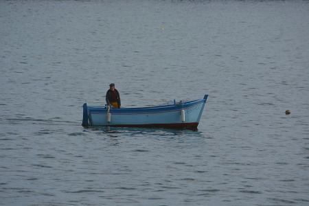 小船, 水, 渔民, 捕鱼, 木船, 布列塔尼, 蓝色