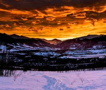 科罗拉多州, 山脉, 天空, 云彩, 日落, 黄昏, 美丽
