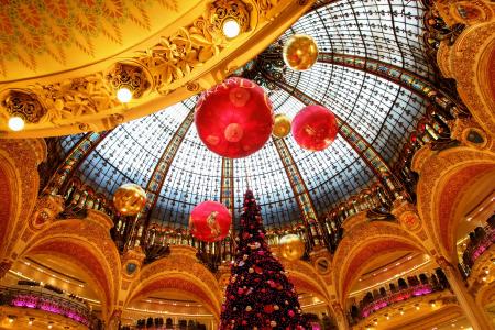 巴黎, 拉斐, 百货商场, 法国, 圣诞节, 购物商场, 拉斐特