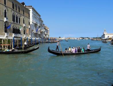 意大利, 威尼斯, 大运河, 吊船, 旅游, 外墙, 小船