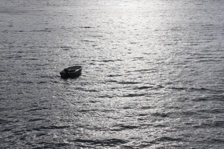 小船, 水, 剪影, 失去了, 单, 开阔海域, 海