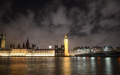 大笨钟, 议会, 伦敦, 晚上, 灯, 反思, 城市