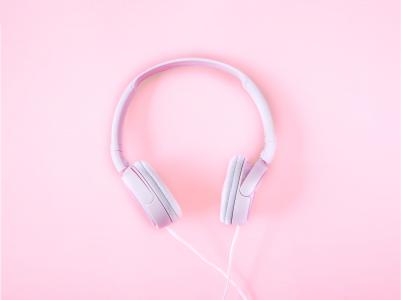 耳机, 音乐, 粉红色的背景, 球员, 美丽, 要听, 情感