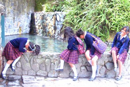 班诺斯, 学校女孩, 瀑布, 喷泉, 头发, 厄瓜多尔, 游泳池