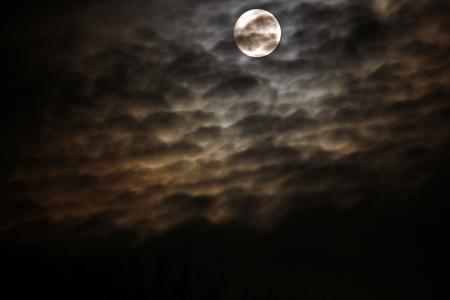 晚上, 满月, 云彩, 月亮, 云的天空, 天文学, 黑暗