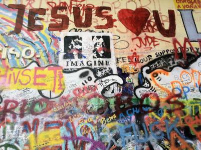 布拉格, 耶稣, 捷克共和国, grafitty, 想象一下, 侬, 多彩