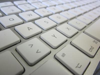 键盘, mac, 白色, 银
