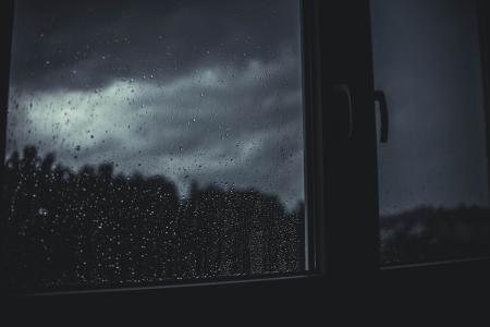 雨, 水, 窗口, 黑暗, 晚上, 房间, 房子