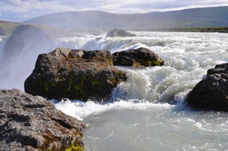 冰岛, 瀑布, godafoss, 自然, 水, 景观