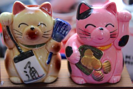 猫, maneki 猫, manekineko, 挥动的猫, 日语, 幸运的魅力, 中文