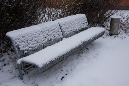 新西兰, 雪, 公园的长椅上, 垃圾桶, 公园, 公共, 白色