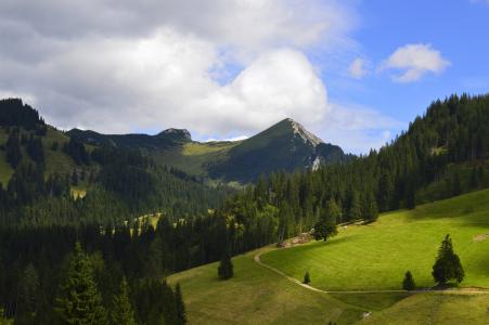 景观, 奥地利, 山脉, 云彩, 自然, 报道, 天空