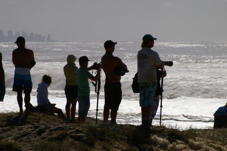 人, 摄影师, 剪影, 海岸, 海, 海洋, 照相机