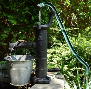 泵, 斗, 花园泵, 流量, 花园, 手压泵, 铸造