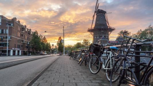 荷兰, 荷兰, 风车, 咖啡厅, 自行车, 阿姆斯特丹, 磨机