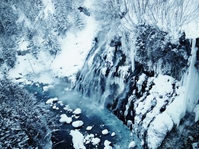 北海道, 瀑布, 雪, 河, 冬天, 景观