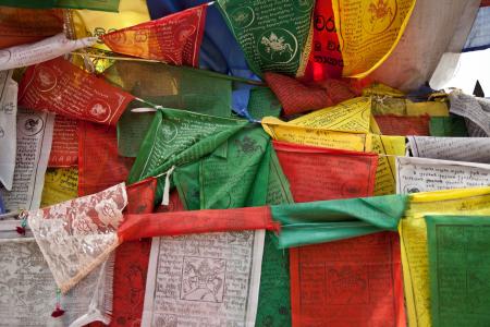 祈祷旗子, 多彩, 佛教, 祷告, 佛教, 西藏, 尼泊尔