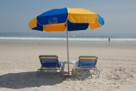 沙滩椅, 雨伞, 海滩, 海洋, 度假, 沙子, 夏季
