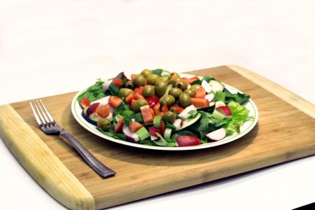 沙拉, 生菜, 橄榄, 健康, 营养, 西红柿, 黄瓜