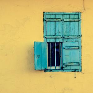 窗口, 木制, 老, 蓝色, 村庄, 传统, 建筑