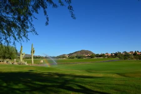 高尔夫球场, 沙漠, 亚利桑那州, 视图, 山, 球道, 高尔夫