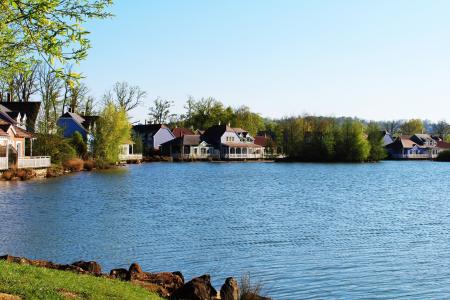湖, 在水边的房子, 木屋, 假日, 水的边缘, 房子, 水