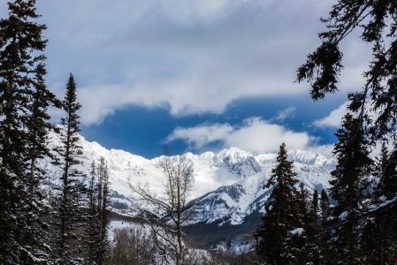 科罗拉多州, 山脉, 天空, 云彩, 景观, 雪, 冬天