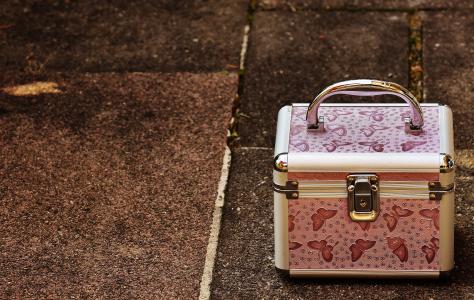 公文包, 粉色, 银, 可爱, 行李, 化妆箱, 存储