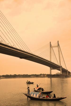 加尔各答, 悬索桥, 桥梁, 渔船, 印度
