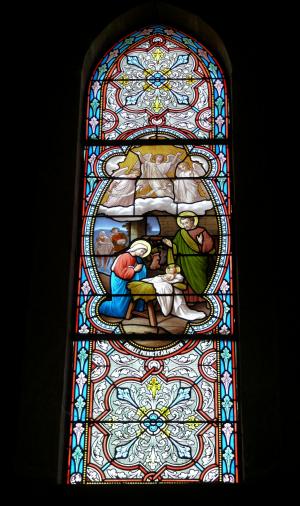 教会, 彩色玻璃窗口, 彩色玻璃, 圣 guildo, 法国