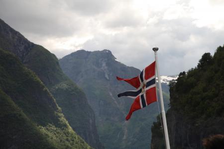 挪威, 国旗, 峡湾, 山, 伍兹