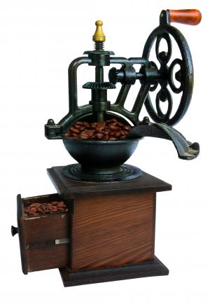 咖啡, 磨床, 老, 曲柄, 磨机, 从历史上看, 咖啡豆