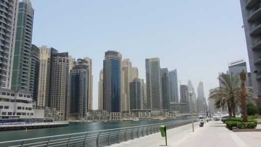 海, 城市, 建筑, 端口, 摩天大楼, 海滩, 迪拜